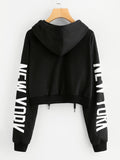 New York letter printed hoodie sweater