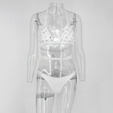 “Fantasy” diamond rhinestone strappy 2 piece bikini set