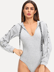 Snap detail hoodie fashion bodysuit