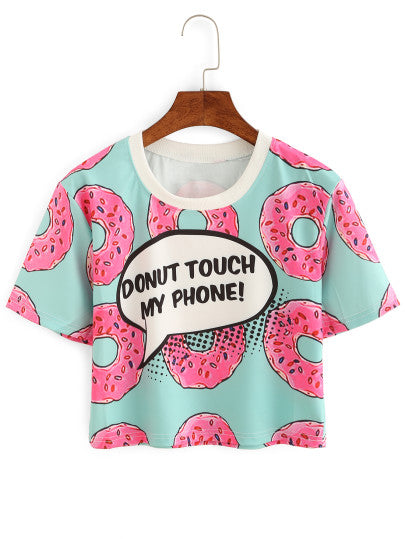 Donut touch my phone crop top