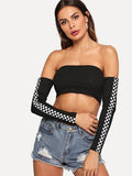 Checkered off the shoulder top