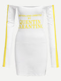 Written and directed by Quentin Tarantino off the shoulder dress