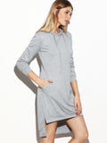 "GET RIGHT" Grey Hooded Side Split High Low Sweatshirt Dress