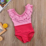Pretty in pink ruffle matching Mommy baby kids swimsuit