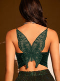 Ladies Butterfly Cutout Mesh Back Cami Crop Top
