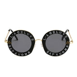 Classic circle frame retro letter sunglasses