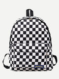 Checkered backpack school travel casual bag