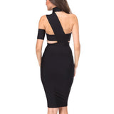 black choker cutout bandage dress