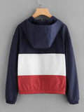 Trendy color block Retro windbreaker sweater