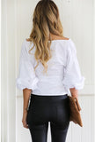 "love me more" Chic off the shoulder tie shirt