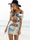 New York Knicks Custom Sequined Mini tshirt Dress