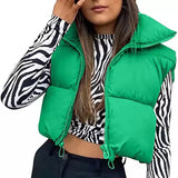 Ladies runway puffer bubble vest coat crop jacket