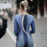 Blue mermaid print fashion jumpsuit