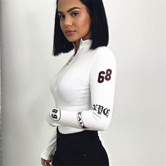Racer number patch long sleeve bodysuit