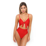 “Nail” cutout tue front one piece monokini swimsuit