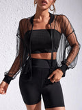 Women retro Sheer mesh fashion jacket