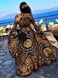 Elegant designer inspired Vintage floral wrap maxi dress