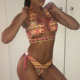 “ Sass” Lace up style hi cut 2 piece bikini set