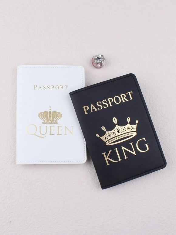 king and queen couples passport case cover