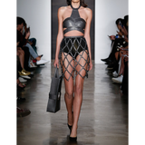 ladies black harness cage belt fashion skirt