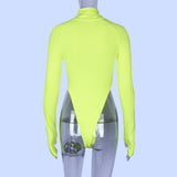 High cut neon long sleeve bodysuit