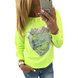 Heart sequined design fashion sweater top