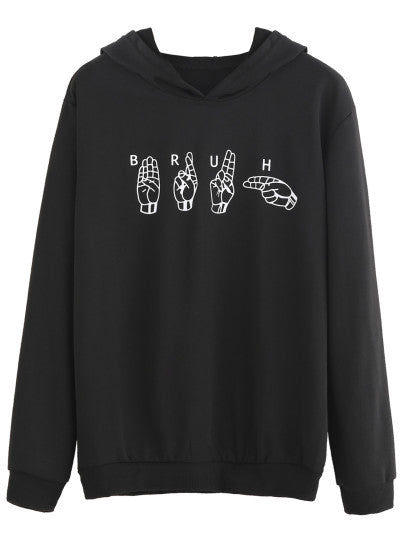 Bruh printed pullover hoodie sweatshirt