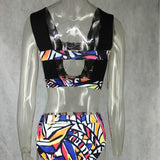“Cancun” graffiti cutout high waist bikini swimwear