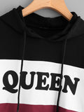 Queen printed colorblock hoodie sweatshirt