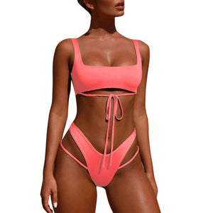 Strappy cutout 2 piece bikini swimsuit