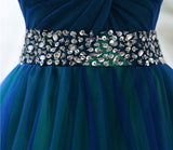 Princess rhinestone detail lace up back tulle Long formal prom dress