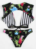 Tropical getaway 2 piece tie back bikini swimsuit