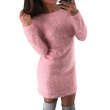 Ladies fuzzy comfy sweater dress