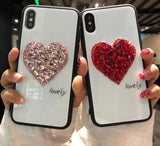 Luxury 3d Heart rhinestone bling phone case iphone