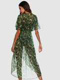 Tropical Leaf print light bikini coverup dress