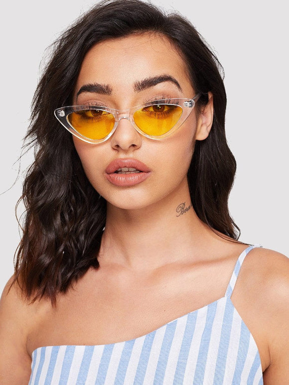 Retro cateye clear frame sunglasses