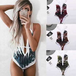 “Island beauty” strappy one piece monokini swimsuit