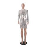 “Royal Cut” Sequins geometric style bodycon party dress