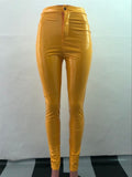 Ladies Latex PU Leather Vinyl High Waist Leggings Pants