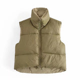 Ladies reversible color crop puffer jacket