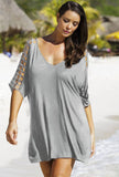 Cutout sleeve oversize swimsuit coverup shirt dress