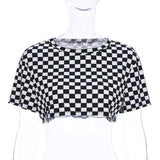 Black and white Checkered crop tshirt