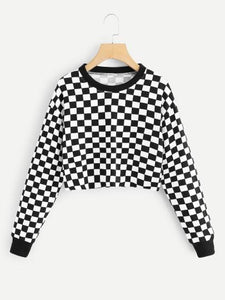 Checkered pullover fashion sweatshirt