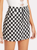 Checkered mini fashion skirt