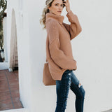 Women oversize comfy knitted turtle neck sweater