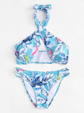 Floral halter wrap 2 piece bikini