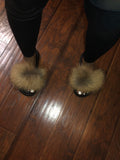 Classic barbie luxury fur fuzzy slides slippers