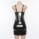 “BFF” latex leather vinyl bodycon mini dress
