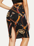 Trendy Chain detail pencil skirt
