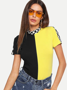 “Ny minute” Checkered colorblock top